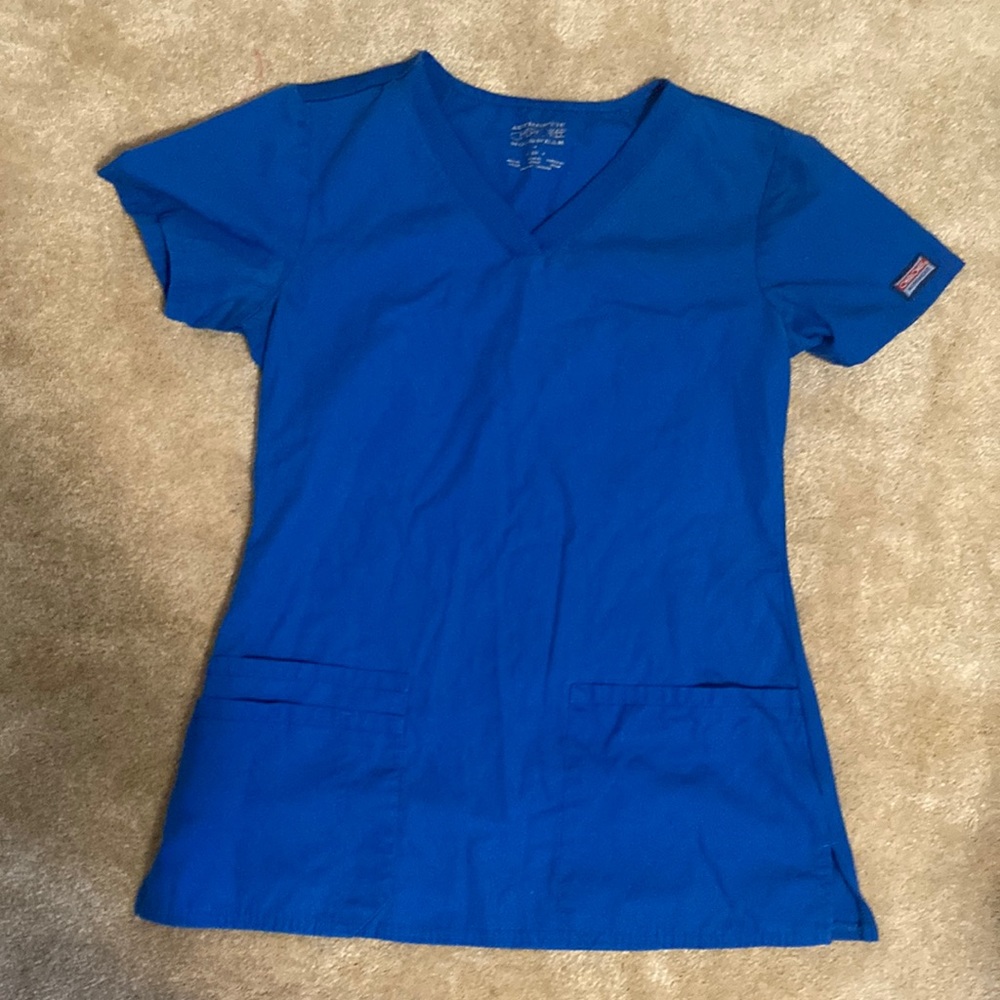 Cherokee Scrub V-Neck Top Royal Blue